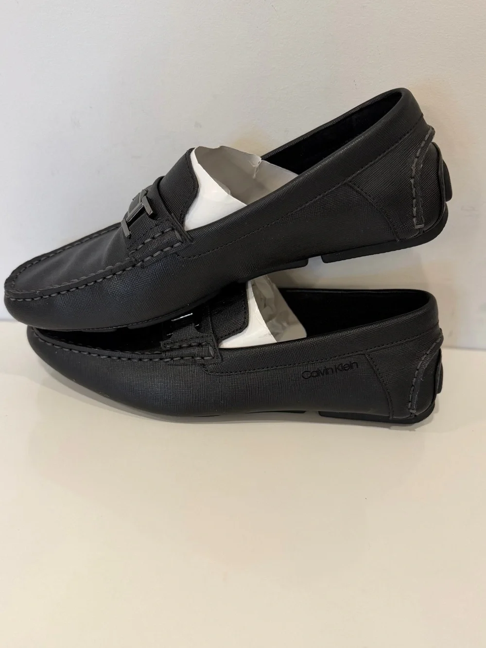 Calvin Klein  Loafers Shoes Slip On Size 9.5 Mens Black No Lace Dress Casual